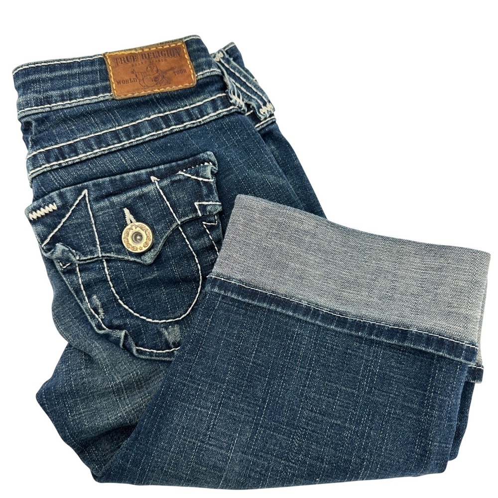 True Religion Womens Size‎ 26 Joey Cuffed Denim Shorts Blue Made in USA